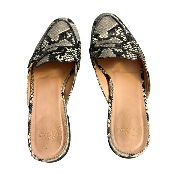 J. Crew Academy Penny Loafer Mules Snake-Embossed Leather Size 7 - Picture 1 of 7